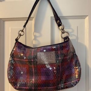 Coach Handbag Poppy Sequin Tartan with strap